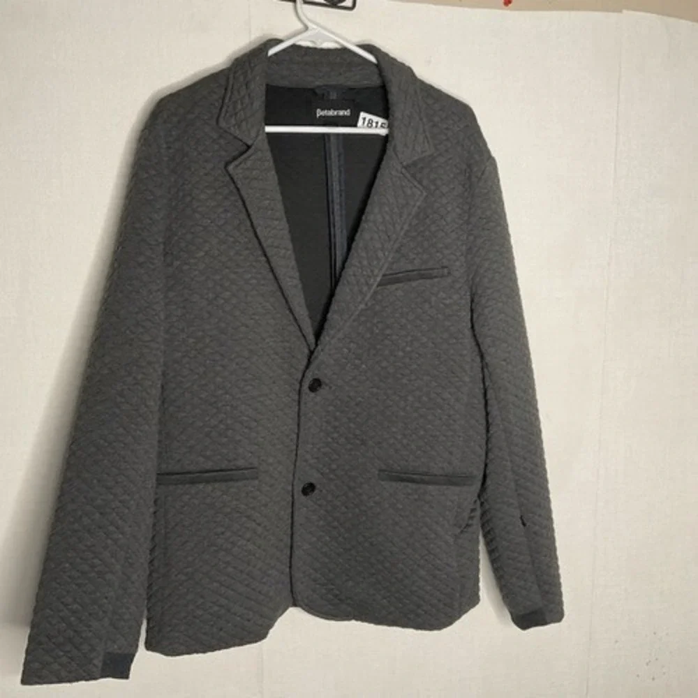 NWOT Betabrand Gray Long Sleeve 2 Button Sport Quilted Blazer‎ Men L China